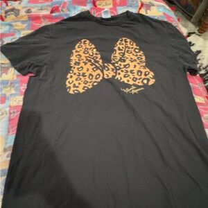 Disney Black Tee with Leopard Print Bow